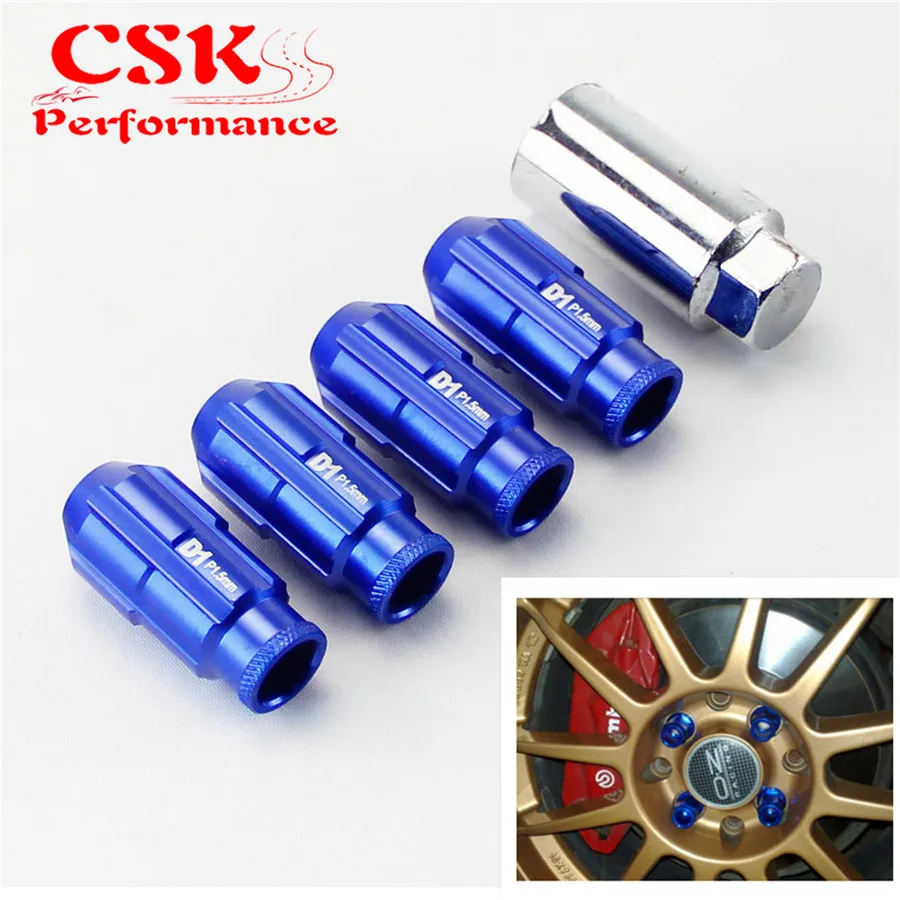 

4 Pcs w/ Key 12x1.5 SPEC Racing Aluminum Lock Locking Lug Nuts Blue