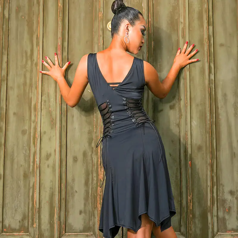 Женский костюм для латинских танцев, платья для конкурса бальных танцев без рукавов, латинское/ча-ча/Румба/Самба, танцевальное платье, 2 цвета, DQS1976