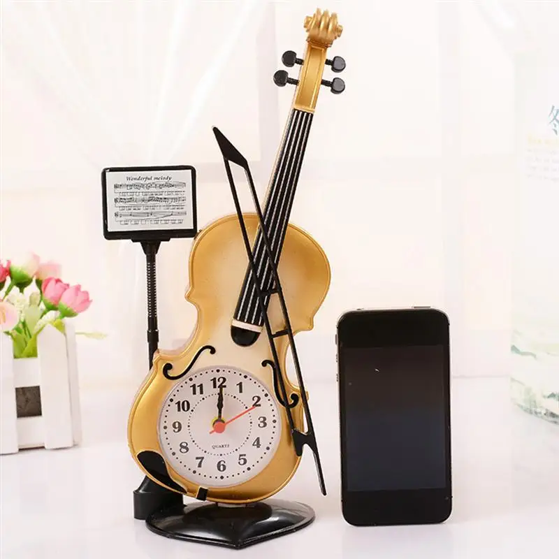 

Plastic Desk Clock Violin Shape Alarm Clock Desk Ornament Clock Wall Clocks Home Decor