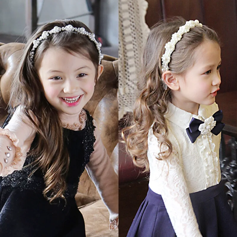 

Korea High Quality Hand Made Pearl flowers Retro Hair Accessories Hair Bows Flower Crown Hairpin Headbands For girls