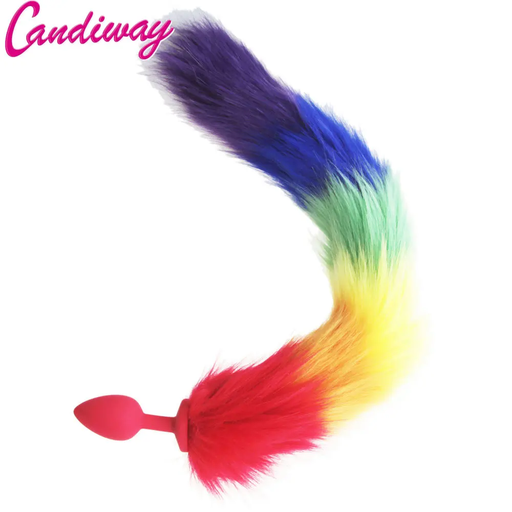 hh080 rainbow fox tail anal plugs (21)_