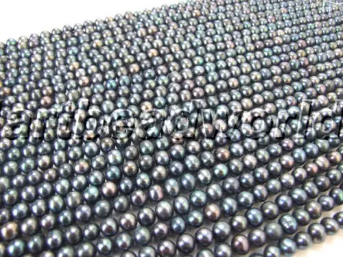 

Wholesale! 6-7mm black round freshwater pearl beads loose