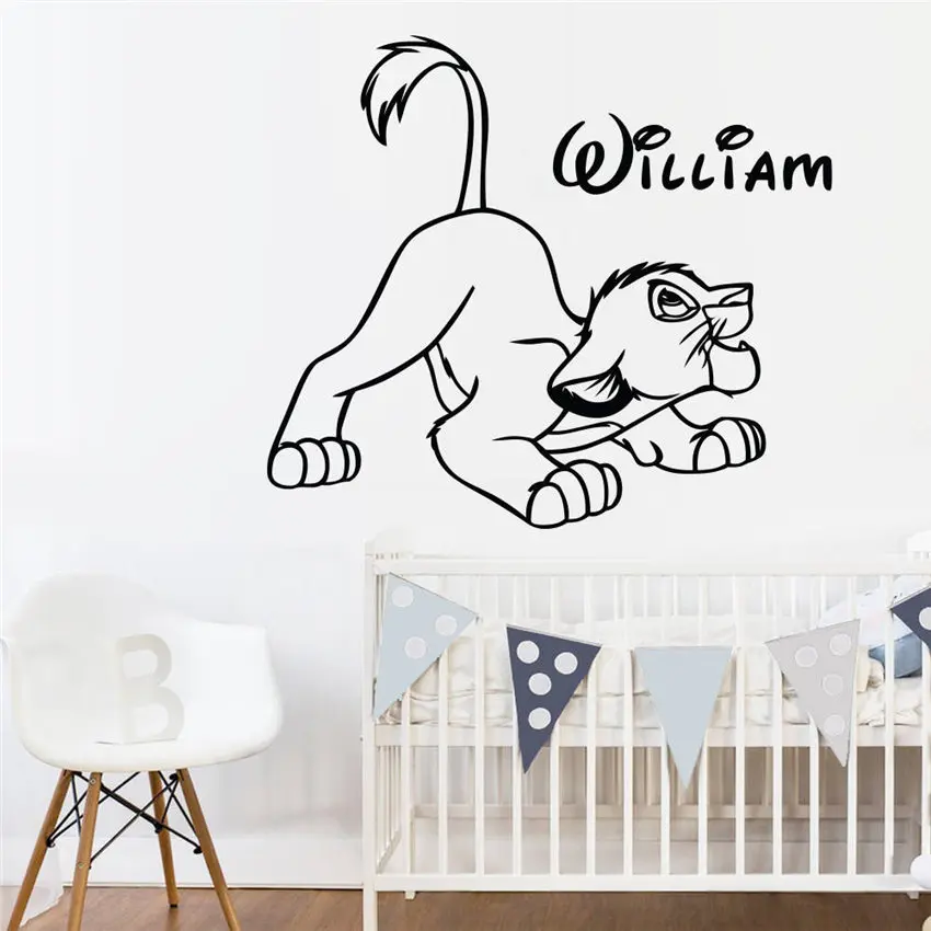 

The Lion Customize Your Name Vinyl Wall Decal For Kids Rooms Decor Art Mural Removable Wall Stickers Cartoon Wall Sticker D551
