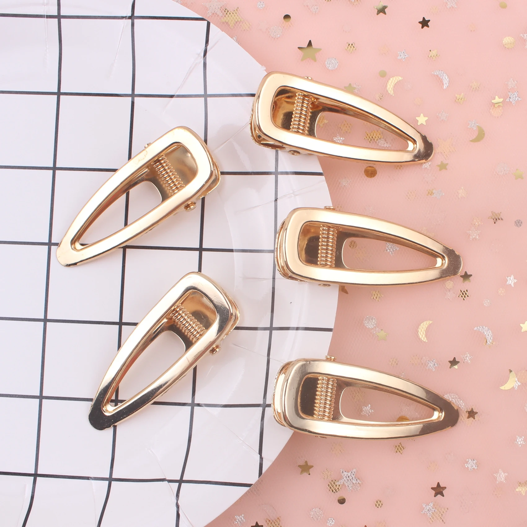 new fashion black gold plated barrettes perles cheveux pour femme barrettes girls hair clips for woman hair clip 1pcs