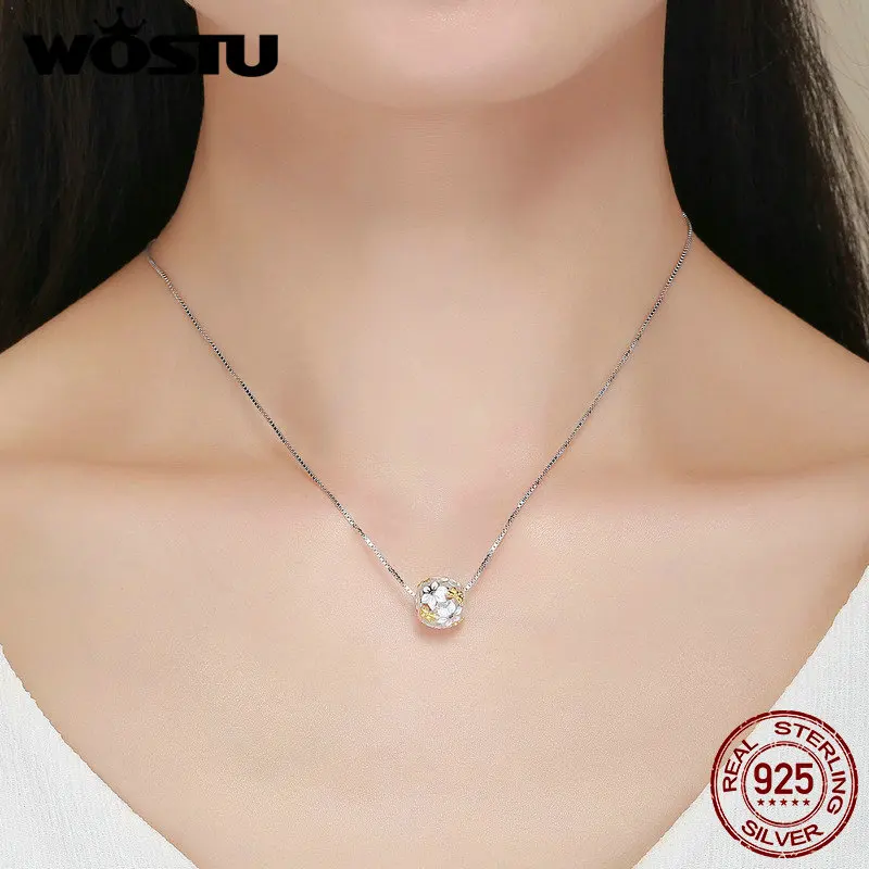 WOSTU Authentic 925 Sterling Silver Gold Color Flowers and Butterflies Charm Beads for Original WST Bracelet Jewelry DXC546