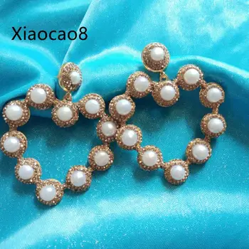 

Gold Rhinestone Heart Pearl Dangle Earrings Pendientes 2019 Fashion Jewerly for Women Girls Trendy Statement Wedding Earring