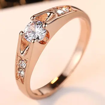

Rose Gold Color Engagement Ring Cubic Zirconia Decoration Ring Girlfriend Valentine's Day Exclusive Memorial Beautiful Gift