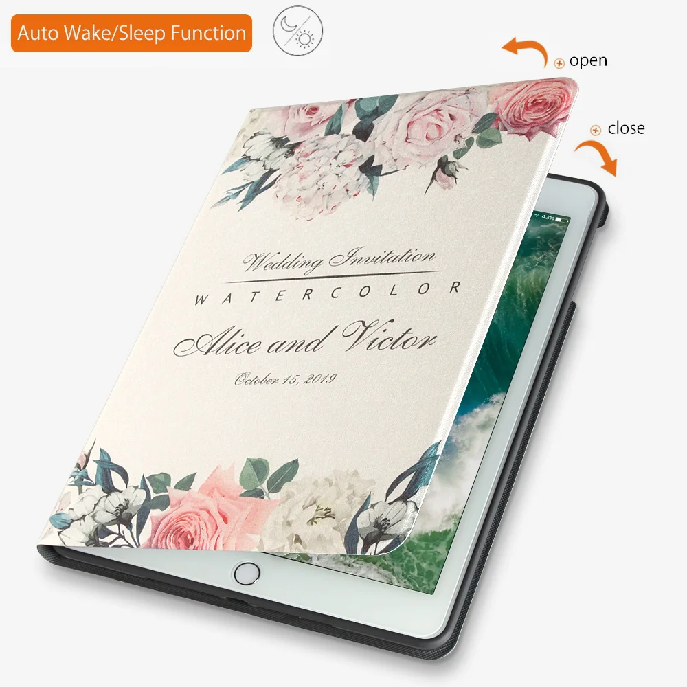 

Case For New 2017 2018 iPad 9.7 inch Air 2 ZVRUA illustrations Soft silicone with Auto Wake Up/Sleep Function Stand Smart Cover