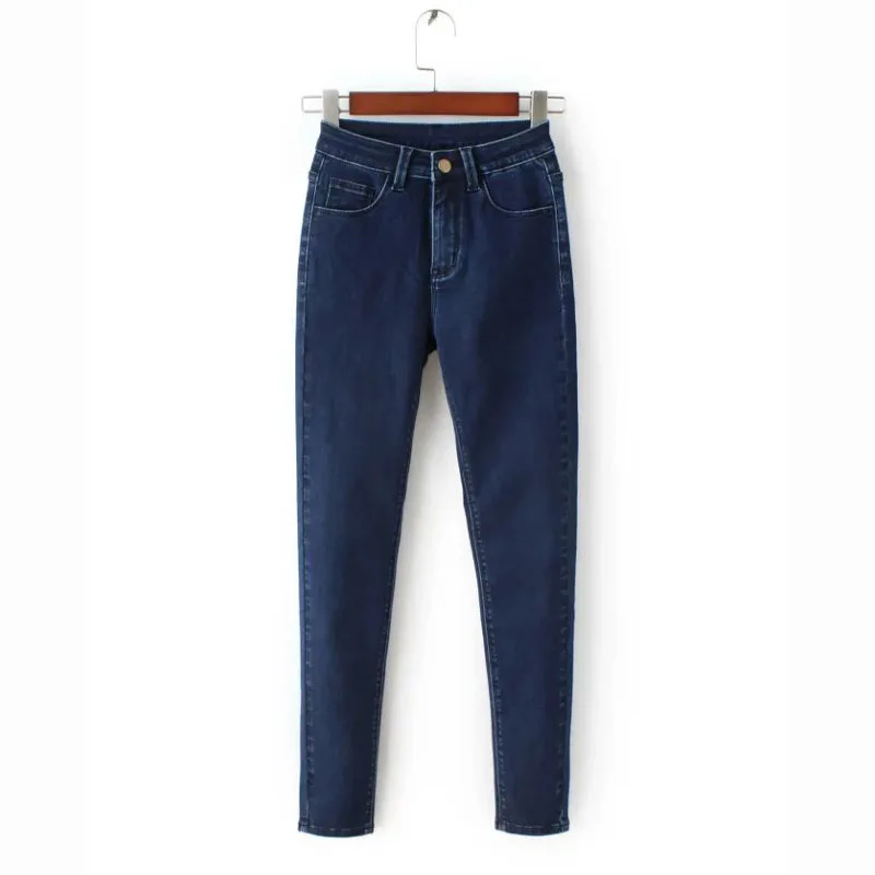Обтягивающие джинсы для женщин, джинсы с высокой талией, джинсы на каждый день, высокие эластичные Стрейчевые джинсы, женские потертые джинсовые узкие брюки - Цвет: Dark blue