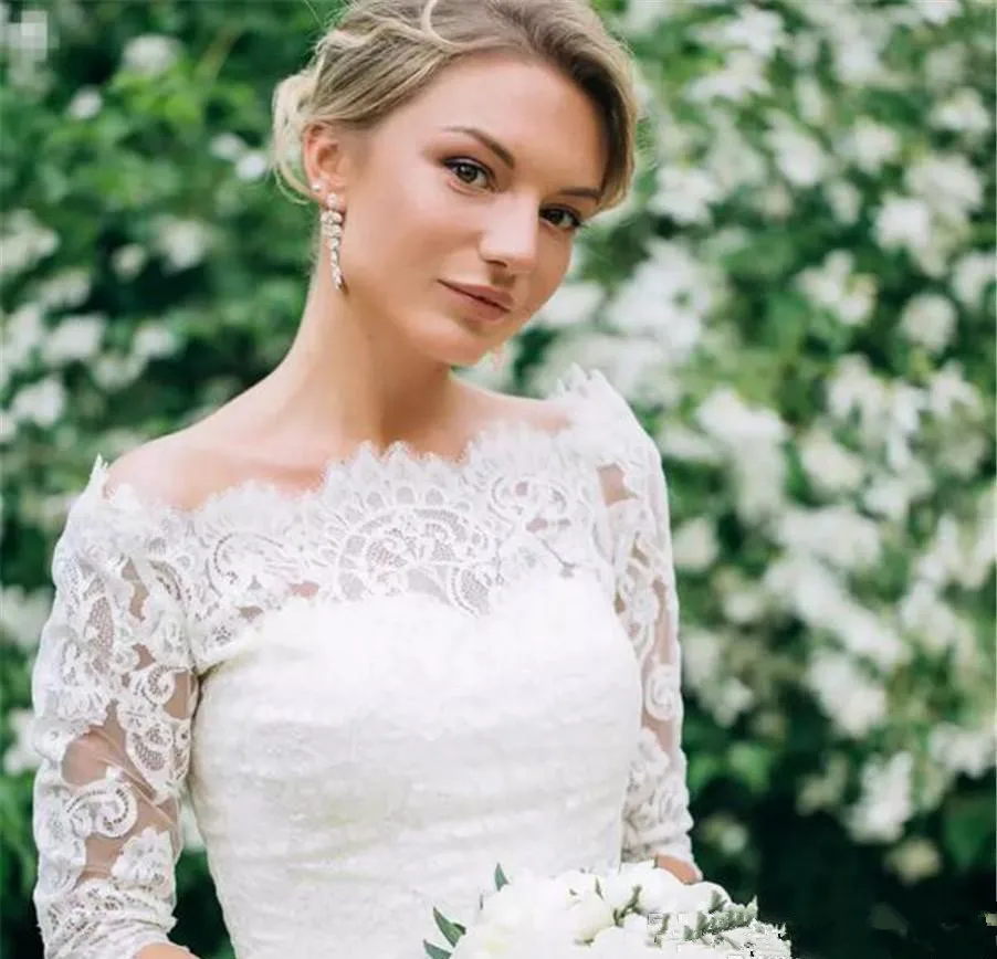 2018-vintage-tea-length-wedding-dresses-a-line-half-sleeve-lace-tulle-short-bridal-gowns-bateau-boat-neck-custom-made-brides-gowns (1)_