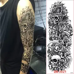 1 шт. полные руки цветок татуировки наклейки плечо поддельные татуировки рукава 64 моделей боди краска черная смерть череп Soul черный