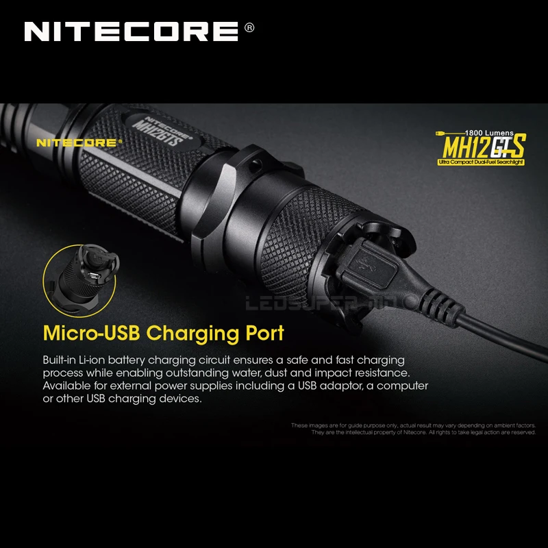 Многофункциональная гибридная серия Nitecore MH12GTS ультра компактная двухтопливная usb зарядка 1800 люмен прожектор фонарик с батареей