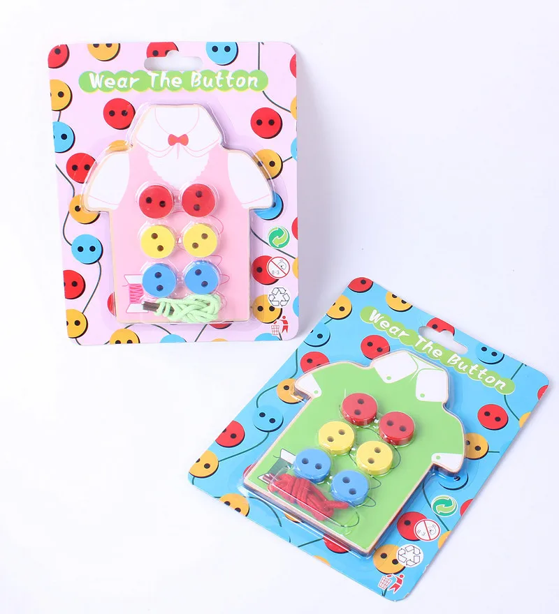 Toddler Educational Montessori Toys Sew On Buttons Beads Lacing Wooden Board Learning Teaching Math For Children Kids Gift | Игрушки и