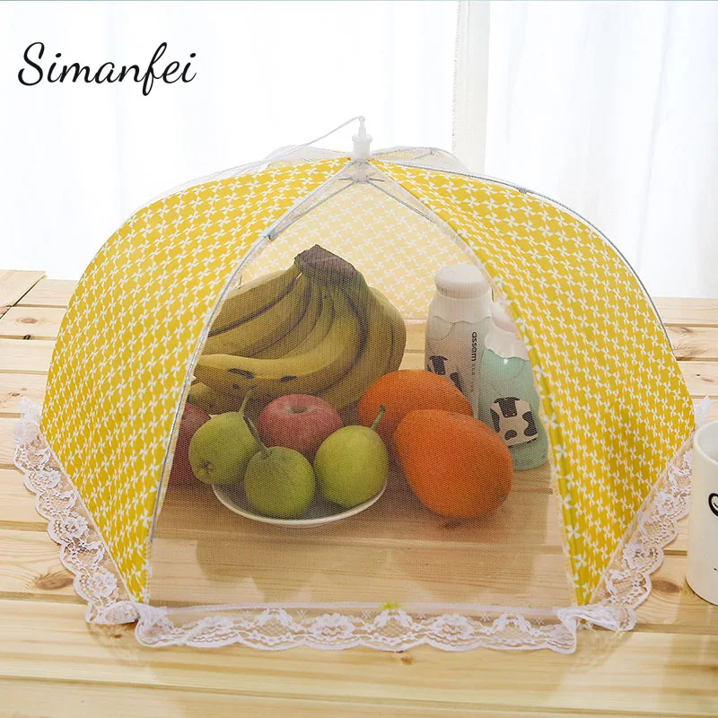 

Simanfei Foldable Food Covers 2019 New Arrival Dishes Lace mesh Cover Kitchen Table Accessories Tools Anti-flies Dish Covers