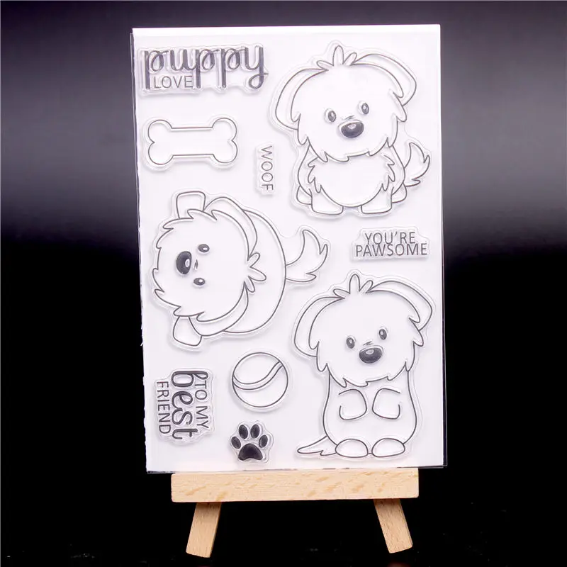

Dog Rubber Silicone Clear Stamps for Scrapbooking Tampons Transparents Seal Background Stamp Card Making Diy