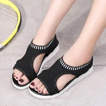 

Women Summer Elastic Open Toe Fish Mouth Mesh Platform Sandals Sports Shoes