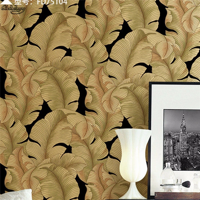 

beibehang -grade thicken Southeast Asian deerskin non-woven wallpaper 3D stereo relief banana leaves leaves background