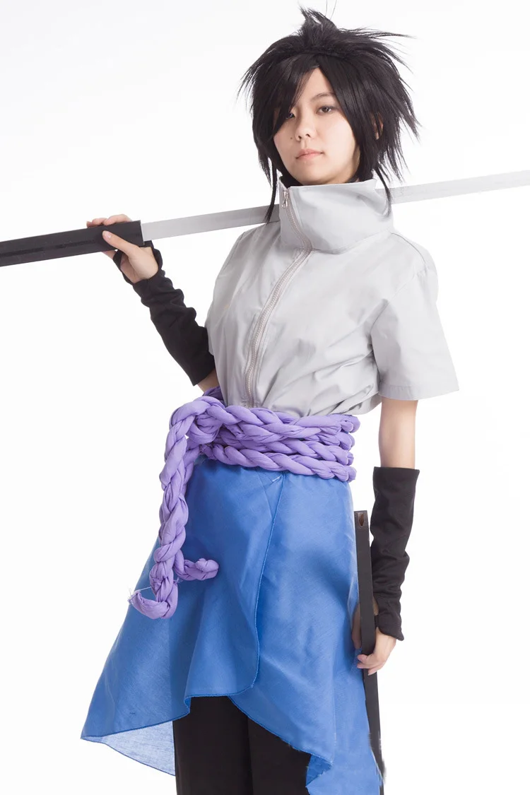 Uchiha Sasuke костюмы для косплея аниме Наруто одежда четыре поколения одежда(топ+ фартук+ брюки+ шпагат ремень+ наручник* 2