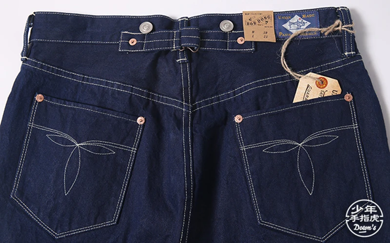 BOB DONG мужские облегающие джинсы с высокой посадкой синий Индиго винтажный комбинезон с задней пряжкой