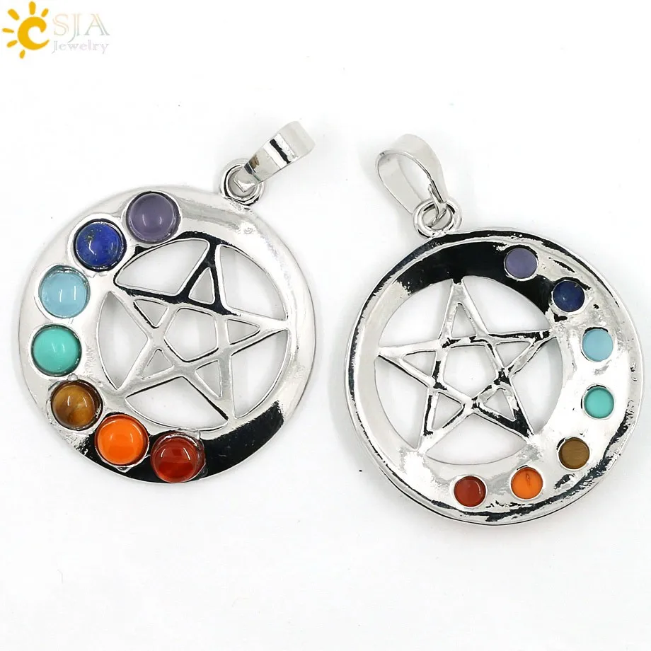 Factory wholesales 2016 Reiki 7 Chakra Semi Precious Stone Pendant
