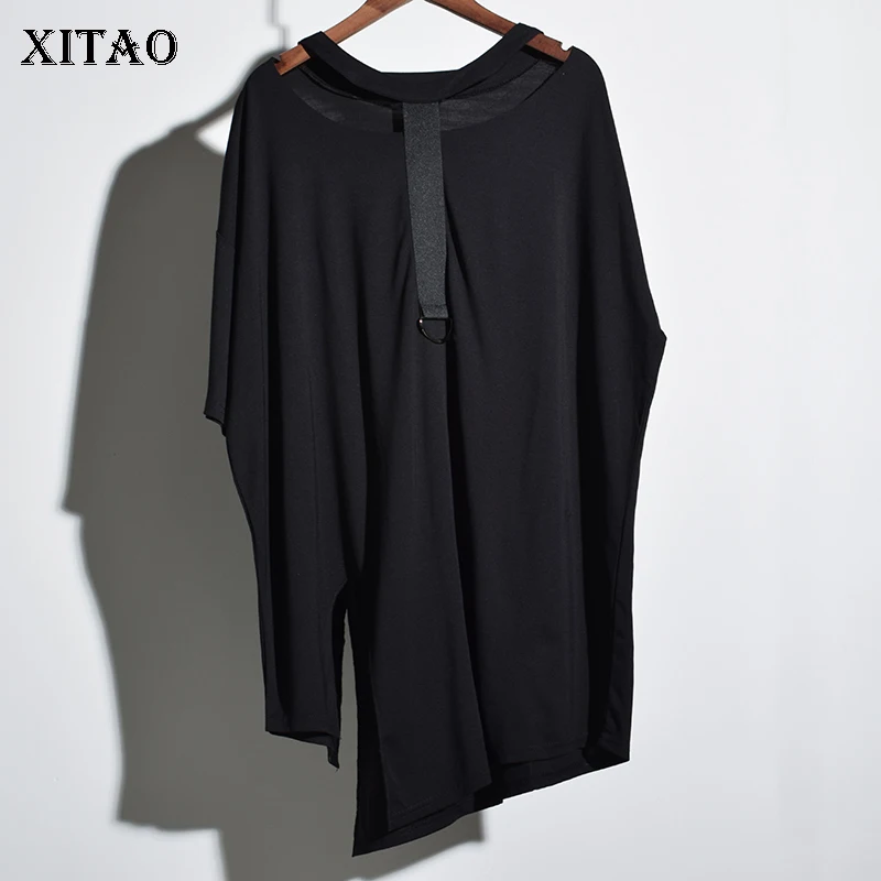

[XITAO] Europe 2018 New Summer Fashion Women Half Sleeve Hollow Out T-Shirts Female Solid Color O-Neck Pullover Tees KZH149