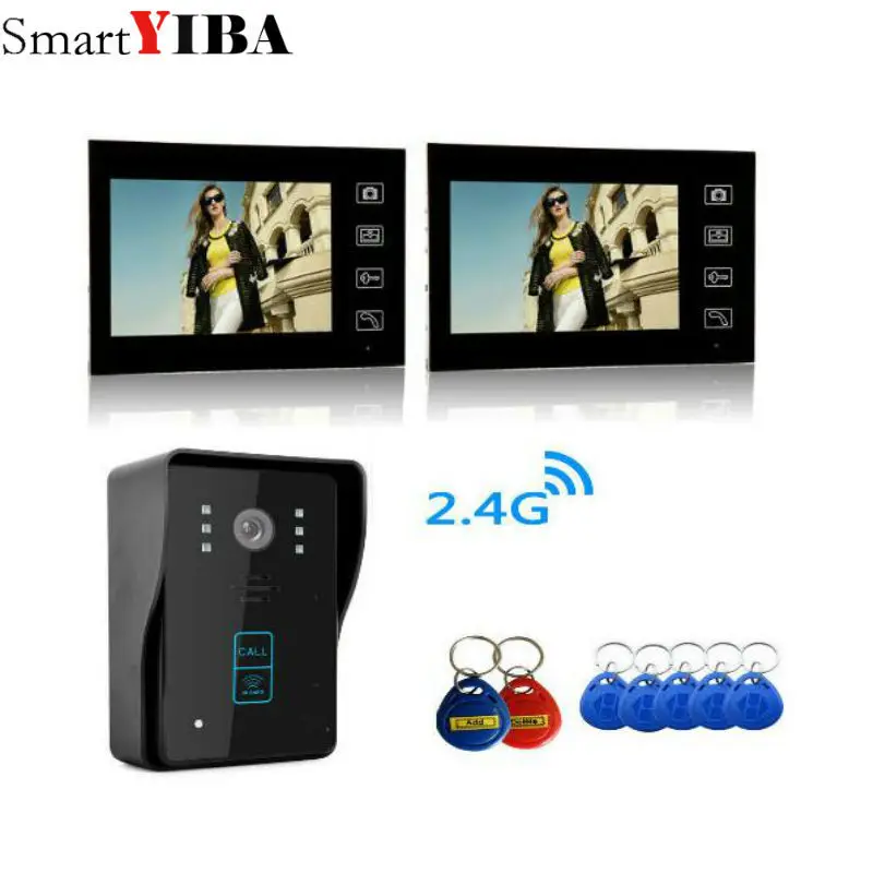 

SmartYIBA RFID Card Doorphone Wirelesss Touch Button Door bell 7"Doorbell With Camera Monitor For Home Security Surveillance