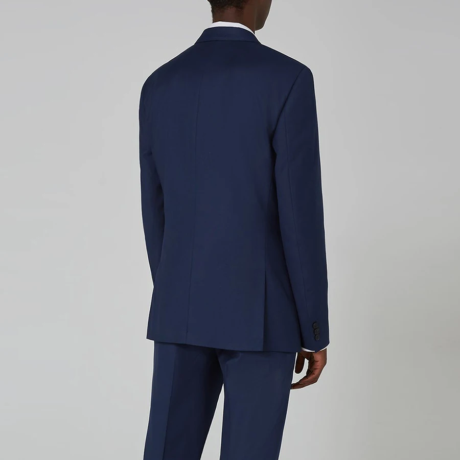 Navy Blue Business Suit Smart Casual Groom Tuxedos Wedding Suits Fashion Prom Party Suits Slim 3Pcs (Jacket+Vest+Pants) 2019