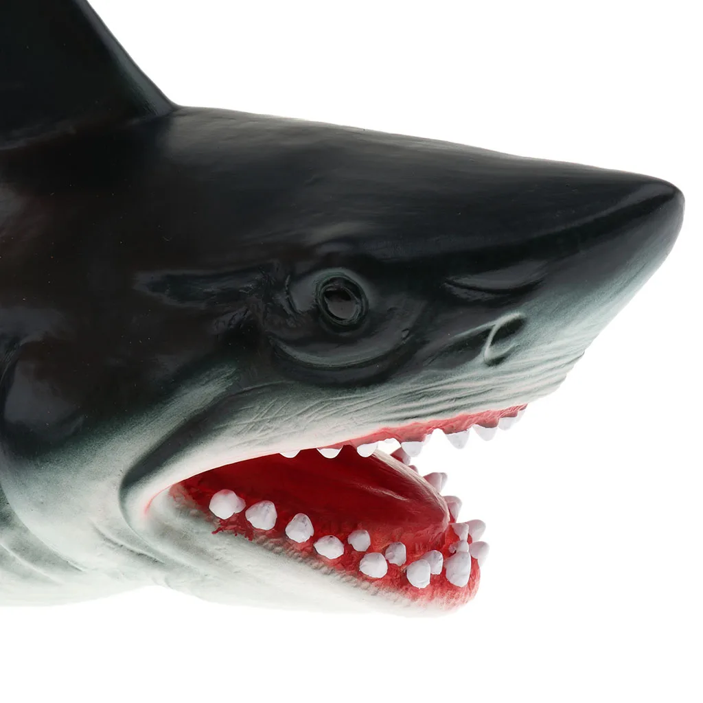 Shark Hand Puppet,Soft Rubber Realistic Ocean Animal Head Model Role Ply Toy for Kids, Halloween Party Toy Gift