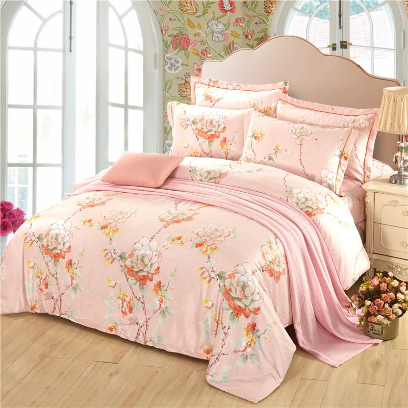 Bedding Set Home Textile Home & Garden duvet cover set silk/cotton 4