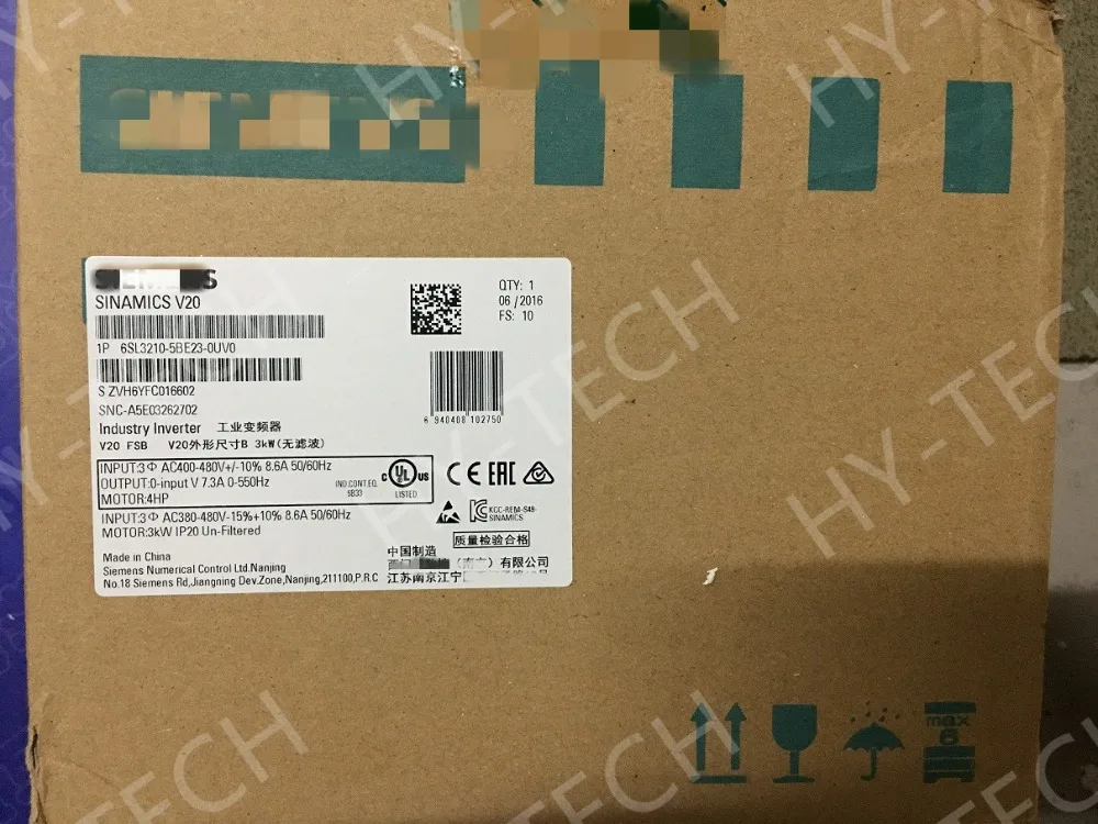 6SL3210-5BE23-0UV0 SINAMICS V20 3KW 3AC 380В без фильтра 6SL32105BE230UV0 Новый и оригинальный |