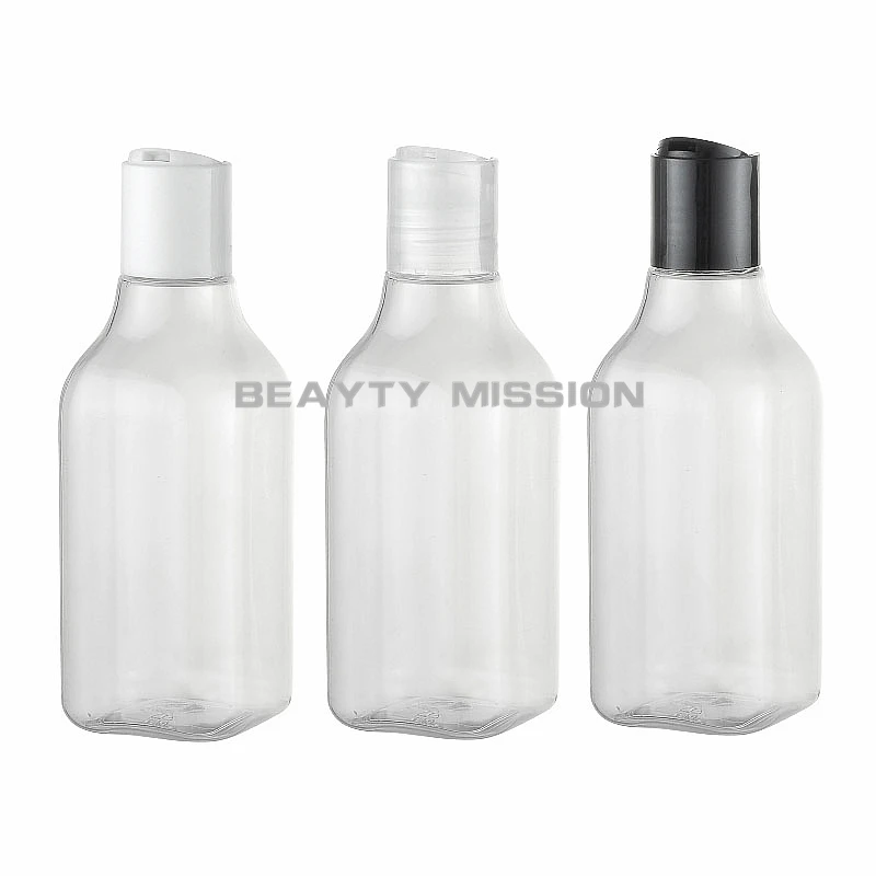 

BEAUTY MISSION 2 pcs/lot 200ml empty transparent disc top cosmetic PET lotion bottles,200cc clear shampoo plastic container cap