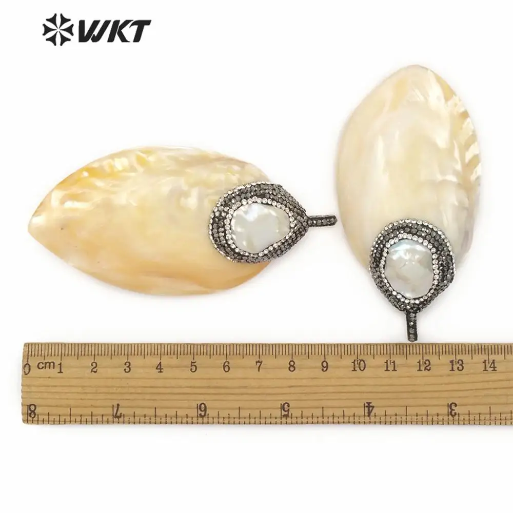 WT NP376 натуральный кулон с жемчужной раковиной в форме большого листа виде