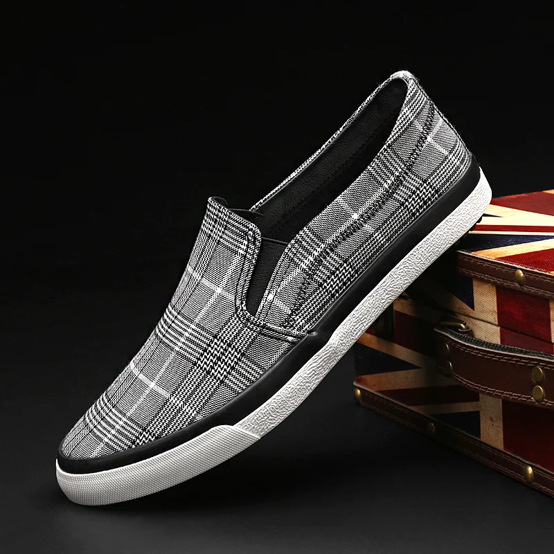 

Новинка осени 2018, холщовые туфли в клетку, повседневная обувь с педалью, Молодежная трендовая Студенческая обувь