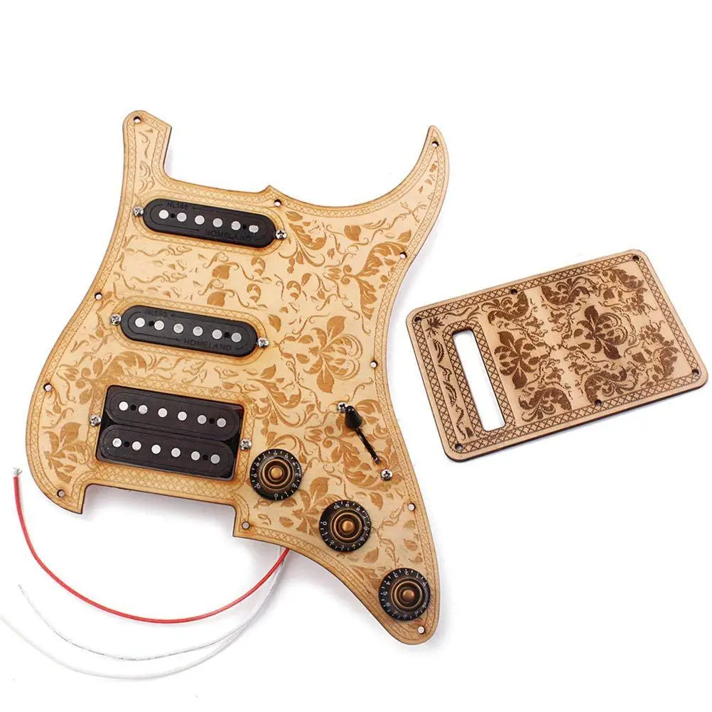 SSH Prewired Loaded Pickguard Set Alnico V Humbucker Pickup Maple деревянная накладка на заднюю панель