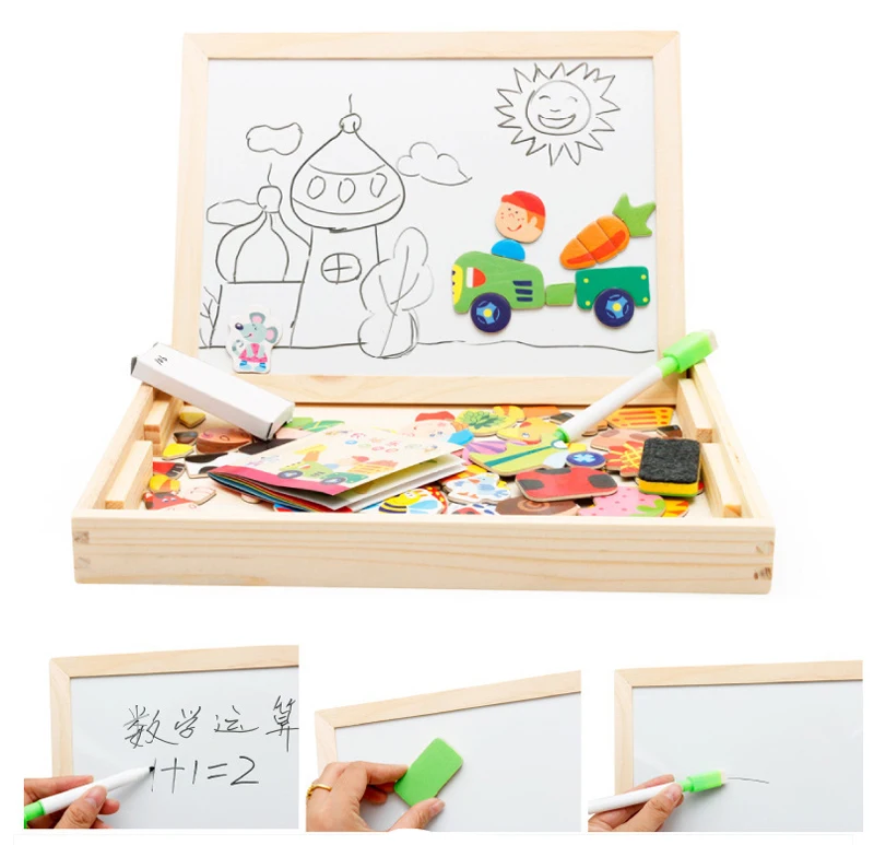 Монтессори игрушки развивающие деревянные игрушки для детей головоломка для раннего обучения Дети Магнитные наклейки игры