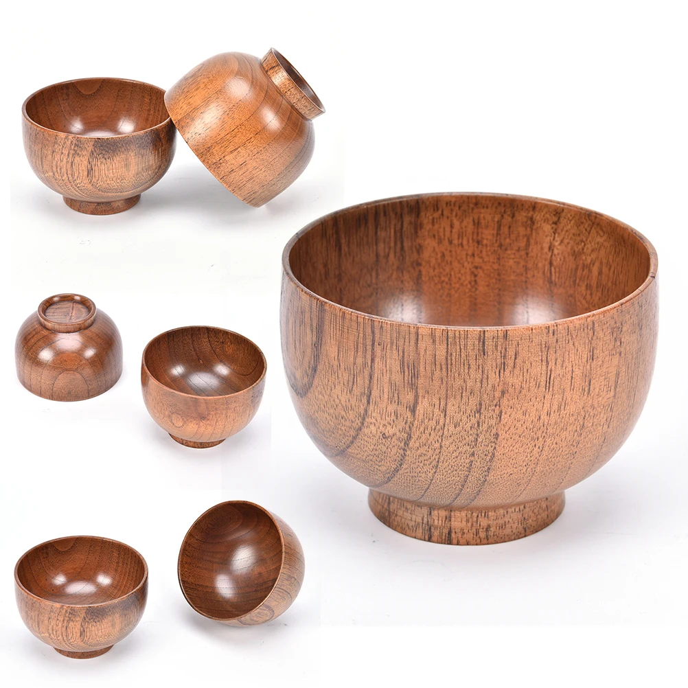Craft Wooden Bowl Creative Soup Rice Jujube wood Tableware Salad Fruit