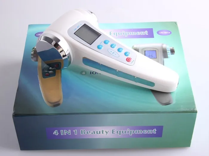 Equipamento da Beleza Ultra-sônico + Íon Galvânico + Led Rejuvenescimento da Pele 4 em 1 Ultra-som + 3 Display Fóton Massageador Facial Lcd 1 Mhz 9 4 em 1 display lcd equipamento da