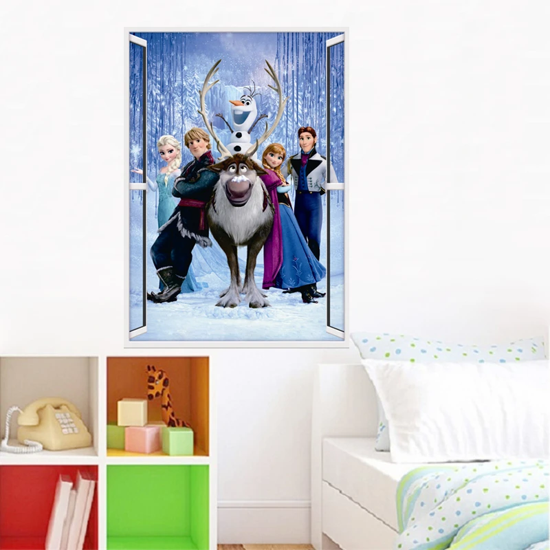 Lovely Olaf Sven & Kristoff Hans Elsa Anna Princess 3d Window Wall Stickers Home Decoration Frozen Mural Art Kids Wall Decals Lovely Olaf Sven & Kristoff Hans Elsa Anna Princess 3d Window Wall Stickers Home Decoration Frozen Mural Art Kids Wall Decals