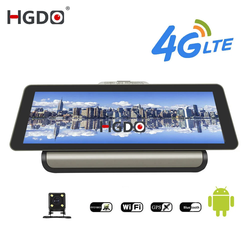 

HGDO 3G 4G Wifi Car DVR 10'' 1080P Camera Android 5.1 GPS Navigation ADAS Registrar Dual Lens Dash Cam with Rear View Camera