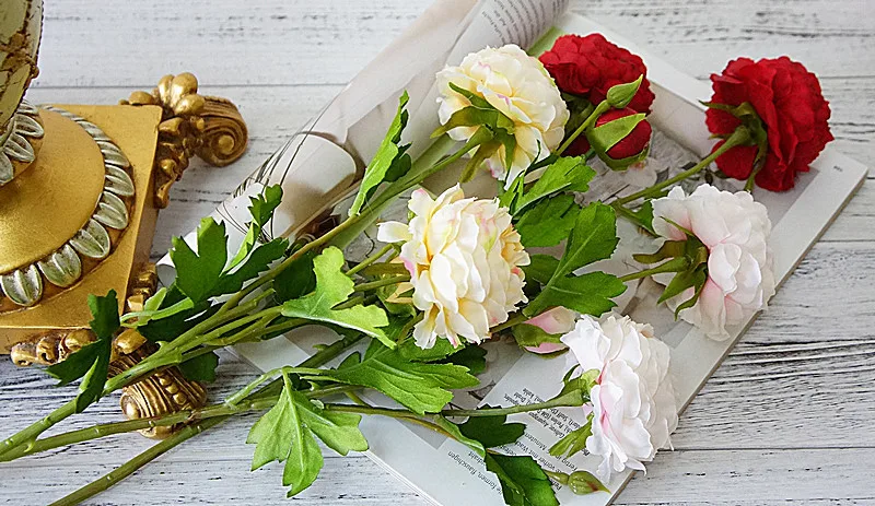 3 Heads Artificial Rose Peony Flower branch with leaves Silk flores peonies for indoor Home table decor wedding decoration party supply 10 7