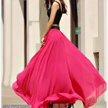 Подгонянная 3XS-8XL женская летняя шифоновая юбка в пол с большим подолом однотонная пляжная юбка женская свежая повседневная юбка с эластичным поясом на голени