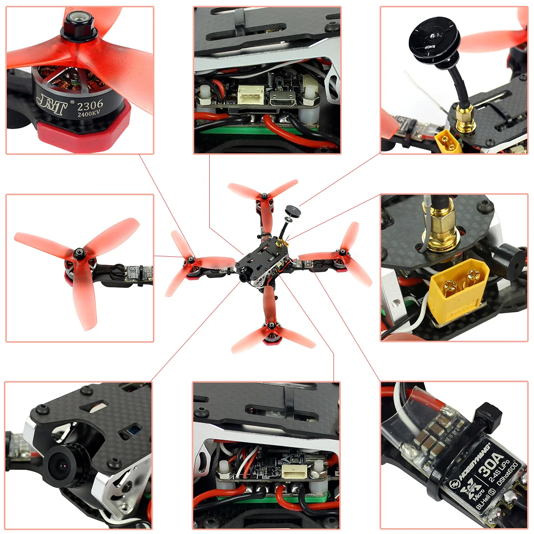 US $199.34 Diy Wheelbase 218mm Rc Racer Drone Kit With 700tvl Camera Betaflight Flight Controller 30a Esc 2400kv Motor Fpv Quadcopter