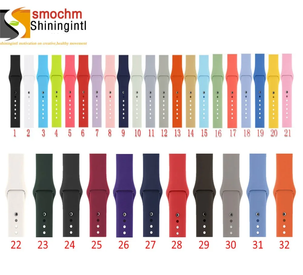 

Smochm Colorful Replaceable Soft Silicon Strap For Apple Watch Strap 44mm/42mm/40mm/38mm Series 4/3/2/1 & For IWO Sports Edition