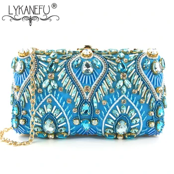 

LYKANEFU Luxury Diamonds Banquet Evening Bag Women Bag Ladies Purse Day Clutches Bride Wedding Hand Purse Chain Shoulder Bags