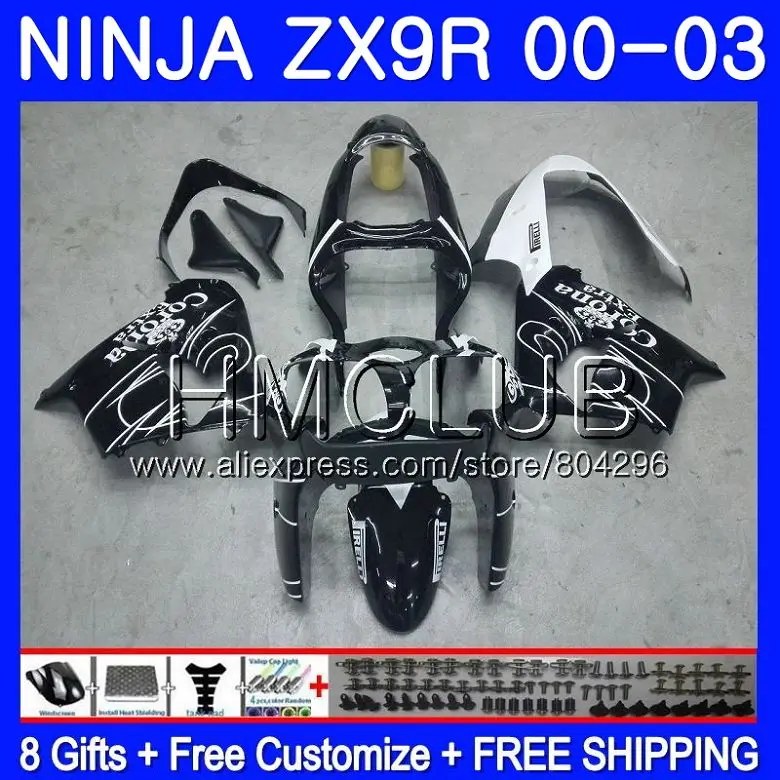 

Body For KAWASAKI NINJA ZX 9R 9 R 900 ZX9R 00 01 02 03 44HM.0 ZX900 900CC ZX9 R ZX-9R 2000 2001 2002 2003 Fairing Black CORONA