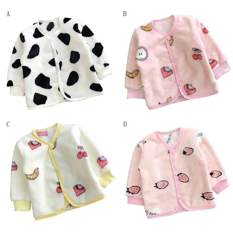 Весенне-осеннее повседневное пальто для новорожденных мальчиков и девочек, рубашка кардиган из кораллового флиса, осенняя одежда с