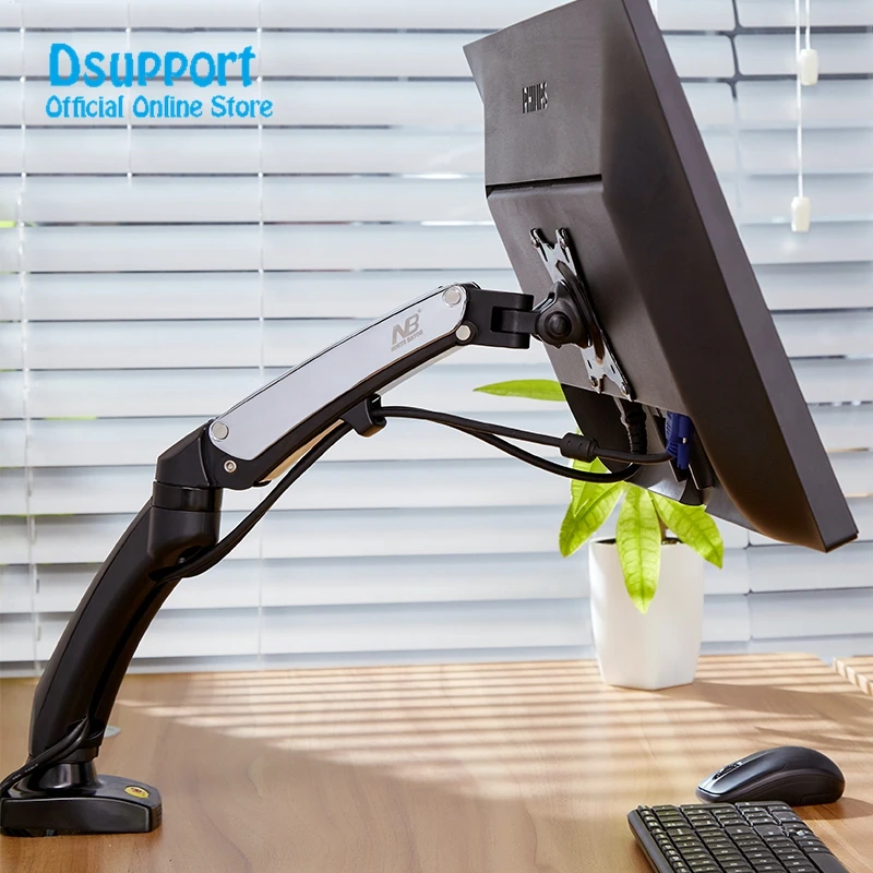 

NB F100 360 Degree Gas Spring 17"-27" Monitor Holder Arm Desktop Clamping Or Grommet With 2 USB interface