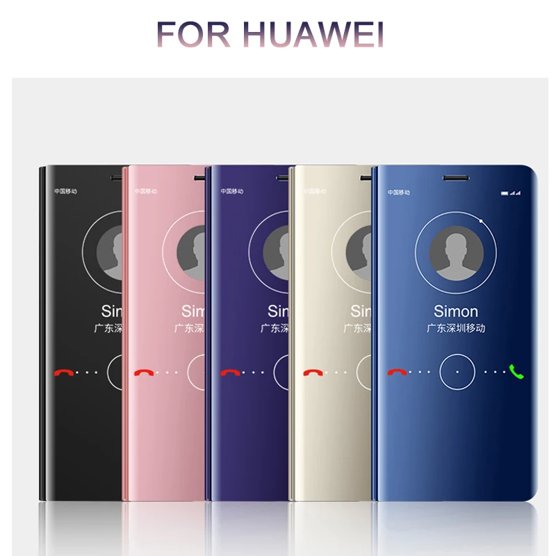 Умный кожаный флип зеркало заднего вида чехол для huawei Коврики 8 9 10 Pro Lite P8 P9 P10 плюс