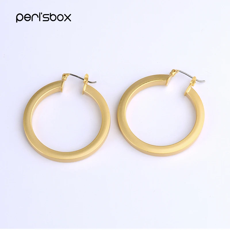 Peri'sBox матовые золотые серебряные толстые серьги-кольца для женщин, богемные металлические круглые серьги, массивные большие серьги-кольца
