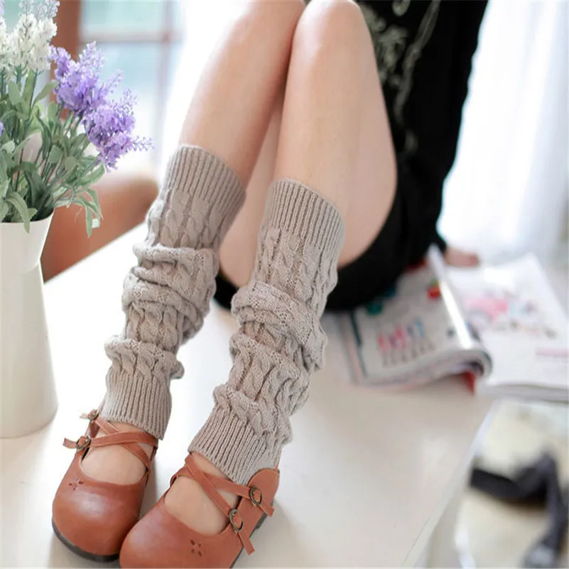 1 pairs Women Fashion Sock Women Winter Warm Leg Warmers Knitted Crochet Long Socks Comfortable new sports Socks #3O14 (3)